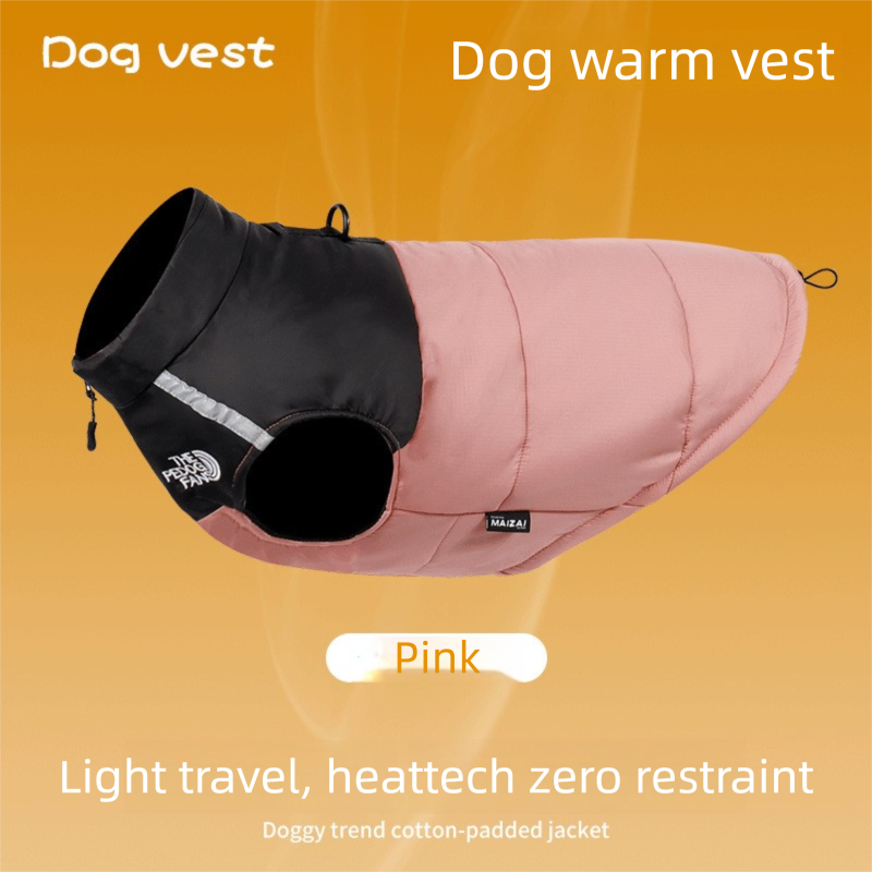 2-Pack (Pink + Yellow) —M Size  — Warm, Thickened Winter Dog Coat / Pet Clothing — Waterproof Winter Dog Vest — Reflective Safety Design (Leash Compatible)