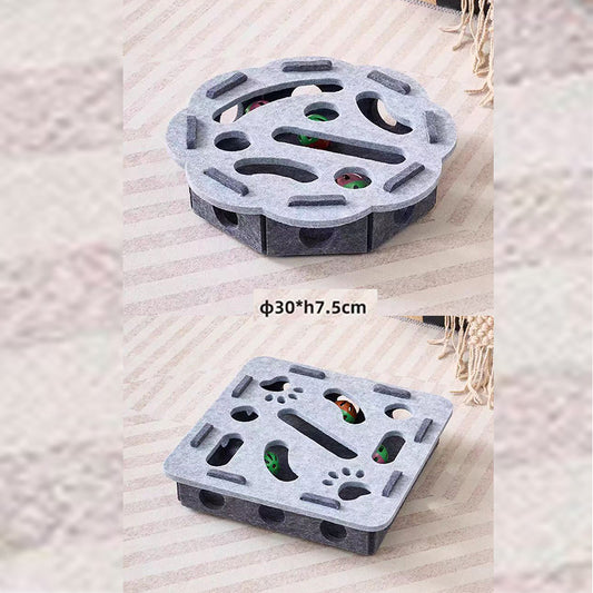 2-piece Grey cat toy set—featuring square and flower shapes—is an excellent choice for feline entertainment and relaxation. It also serves as a fun maze for kittens and pets, and includes six bells.