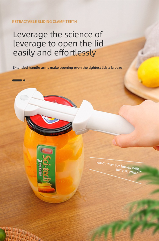 Black Multi-Functional Adjustable Can and Bottle Opener - Heavy Duty Jar Opener for Seniors, Women, and Weak Hands - Easy Grip Kitchen Gadget for Jars, Bottles, and Cans