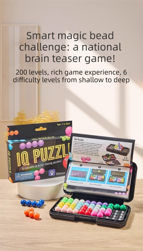 Black Rectangular Smart XO Puzzle — A portable logic game suitable for both children and adults, featuring numerous levels and crafted from ABS material.
