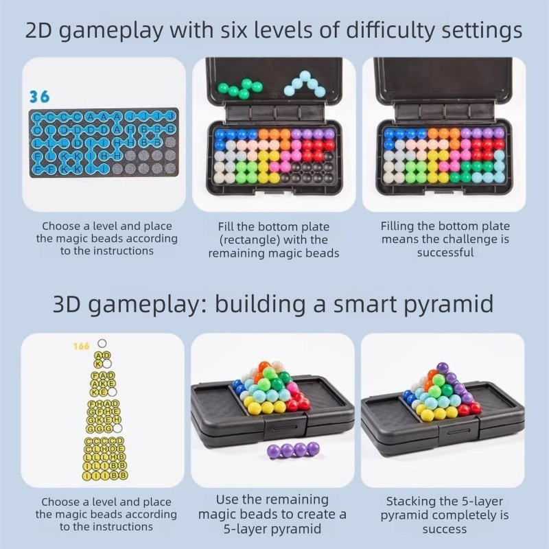 Black Rectangular Smart XO Puzzle — A portable logic game suitable for both children and adults, featuring numerous levels and crafted from ABS material.