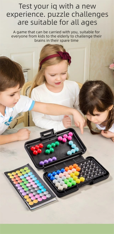 Black Rectangular Smart XO Puzzle — A portable logic game suitable for both children and adults, featuring numerous levels and crafted from ABS material.