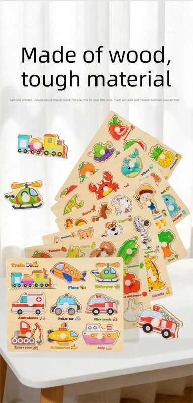 Puzzle Board for Toddlers - Early Learning Shape Sorter & Hand-Eye Coordination Toy for Kids 3+, Educational & Durable【Farmhouse Style】
