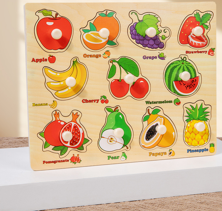 Puzzle Board for Toddlers - Early Learning Shape Sorter & Hand-Eye Coordination Toy for Kids 3+, Educational & Durable【Fruit Style】