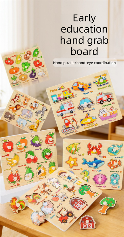 Puzzle Board for Toddlers - Early Learning Shape Sorter & Hand-Eye Coordination Toy for Kids 3+, Educational & Durable【Fruit Style】