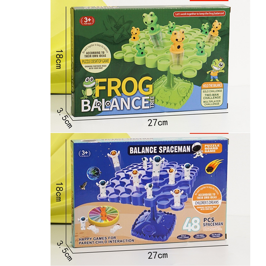 2PCS Two-Player Balance Tree Game Set - 48PCS Stacking Spaceman and 50PCSFrog Figures with Game Accessories - Fun Educational Desktop Toy for Kids Family Game Night Ages 3+