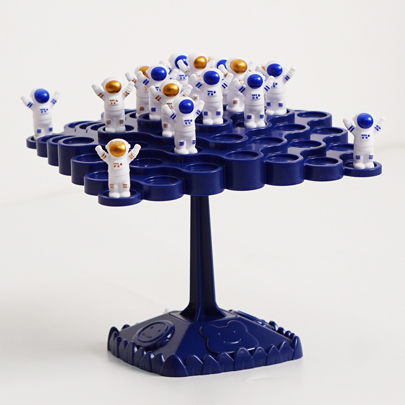 2PCS Two-Player Balance Tree Game Set - 48PCS Stacking Spaceman and 50PCSFrog Figures with Game Accessories - Fun Educational Desktop Toy for Kids Family Game Night Ages 3+