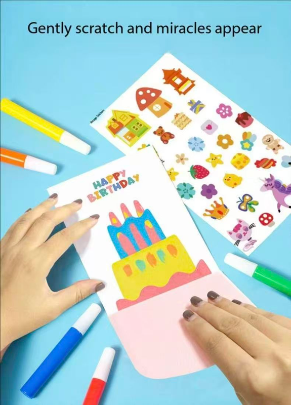 35-Piece Kids Rainbow Scratch Paper Kit - 20PCS Magic Scratch Art Cards with Postcard Back,  - Pointillism Art Craft for Children 6 Years and Up