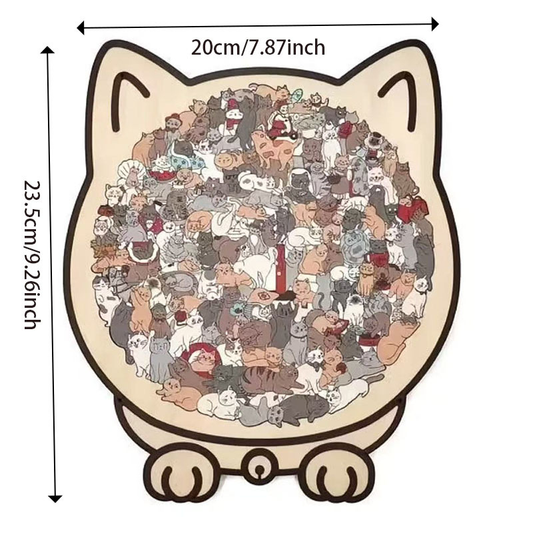 【Morandi Colors】Cat Collection Puzzle - Irregular Shaped Jigsaw with Adorable Kitten Pieces, Stacking Display Stand - Cute Home Decor & Brain Teaser for Kids Adults Ages 6+ - Unique Gift for Cat Lovers