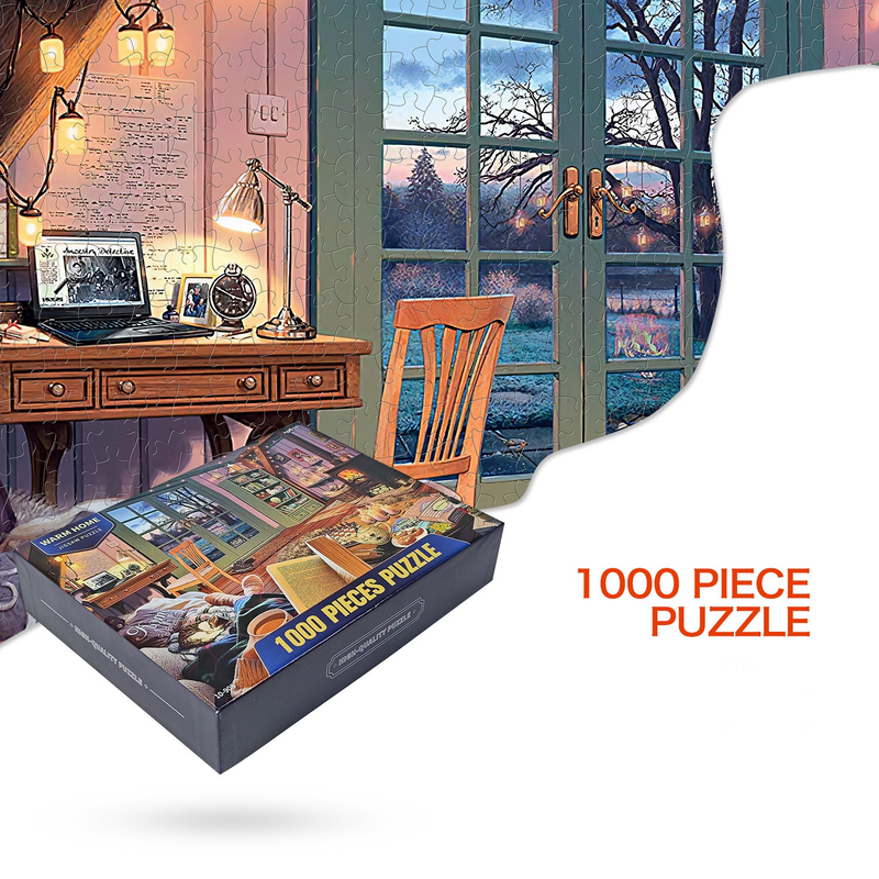 3 PCS 1000 Piece Jigsaw Puzzle for Adults - Animal & Landscape Art Design, Stress Relief Brain Game - Premium Quality Paper Puzzle for Teens Adults Ages 14+ 【Space+home+lake】