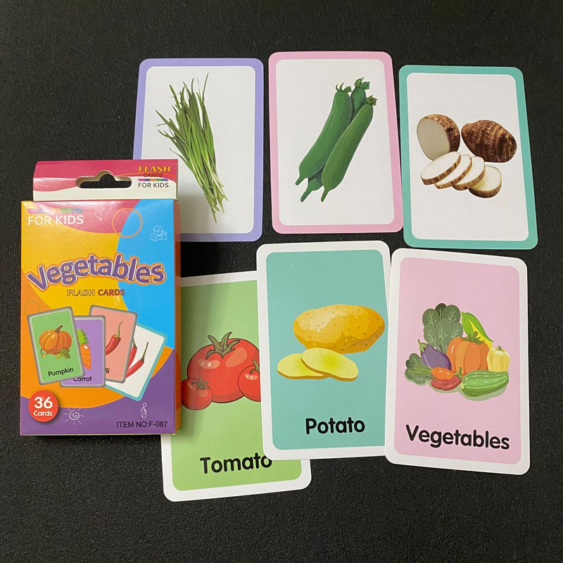 7-Set  Kids Early Education Flash Cards, Montessori Cognitive Development Toys for Toddlers Ages 4+, Educational Gift for Boys Girls【Animal+Shape+Colour+Time+Vegetables+Fruits+Body Parts】