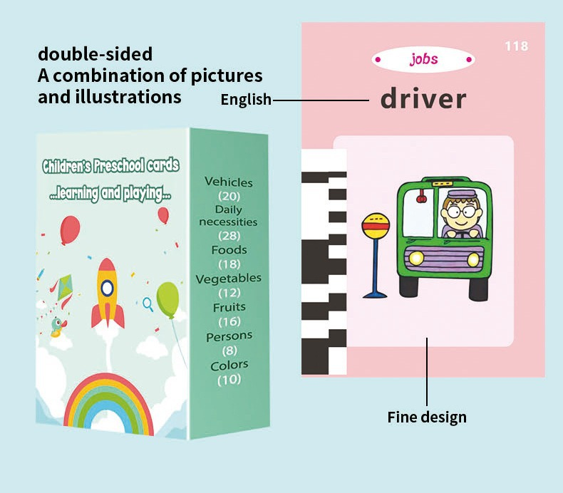 Pink Cat Talking  Cards Educational Toy for Toddlers 112 Cards Audible Preschool Learning Machine Early Childhood Development Interactive Reading Cards with Rechargeable Battery ABS Material