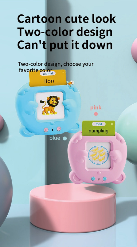 Pink Cat Talking  Cards Educational Toy for Toddlers 112 Cards Audible Preschool Learning Machine Early Childhood Development Interactive Reading Cards with Rechargeable Battery ABS Material