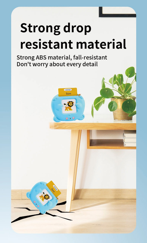 Blue Cat Talking  Cards Educational Toy for Toddlers 112 Cards Audible Preschool Learning Machine Early Childhood Development Interactive Reading Cards with Rechargeable Battery ABS Material