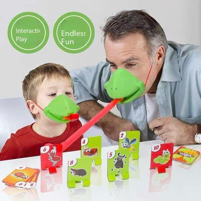 2 Player  Frog Tongue Game Lizard Mask Card Battle Family Board Game Parent-Child Interactive Party Game Silicone Material 4+ Years Educational Toy Memory Challenge