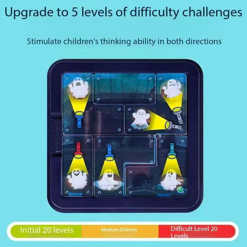 Ghost Catcher Puzzle Game 60 Challenges Logic Brain Teaser Parent-Child Interactive Board Game Concentration Training Plastic Material 4+ Years Educational Toy