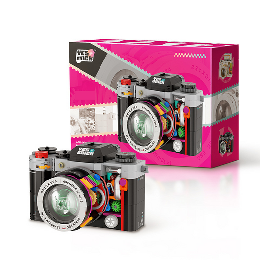 Black Vintage Twin Lens Reflex Camera Building Blocks Set - Retro DIY Assembly Model Kit with Flash Accessory, 750g Display Decoration Educational Toy for Kids Adults 6+ Years