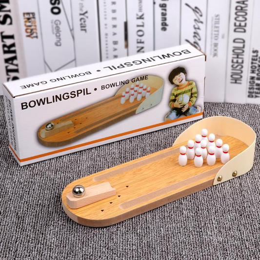 Mini Tabletop Bowling Game Set - Desktop Interactive Parent-Child Toy with Metal Ball, Hand-Eye Coordination Training, 3-6 Years Educational Gift, Home Office Stress Relief Decor