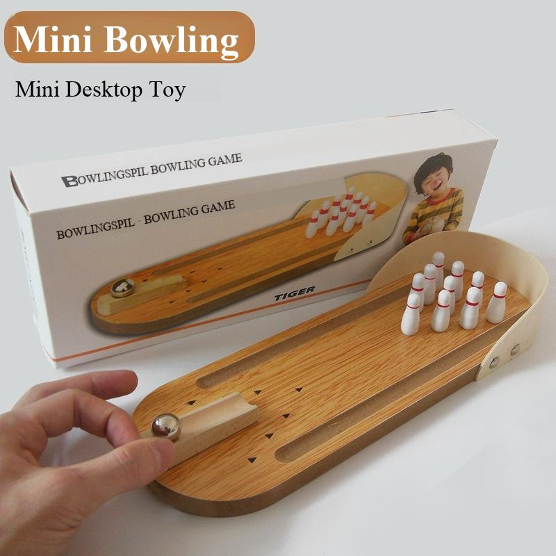 Mini Tabletop Bowling Game Set - Desktop Interactive Parent-Child Toy with Metal Ball, Hand-Eye Coordination Training, 3-6 Years Educational Gift, Home Office Stress Relief Decor
