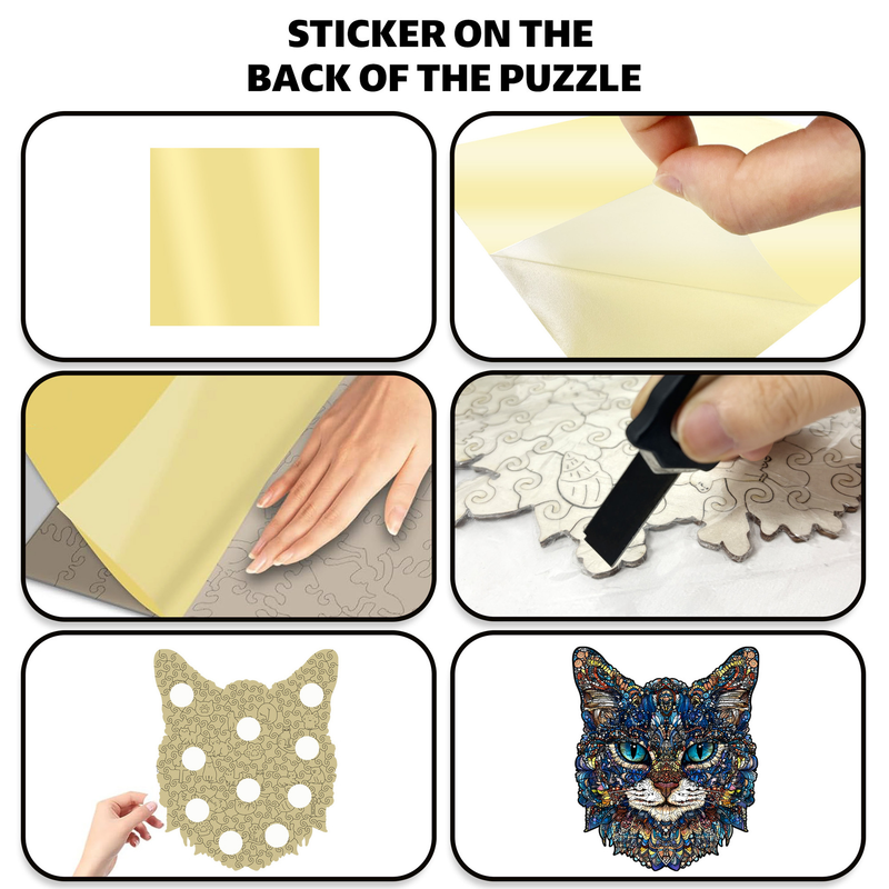 L Style Blue-Eyed Cat Wooden Jigsaw Puzzle -Irregular Animal Shaped Puzzle with DIY Piggy Bank Option, Laser Cut 3D Craft, Stress Relief Brain Game Gift for Adults 14+