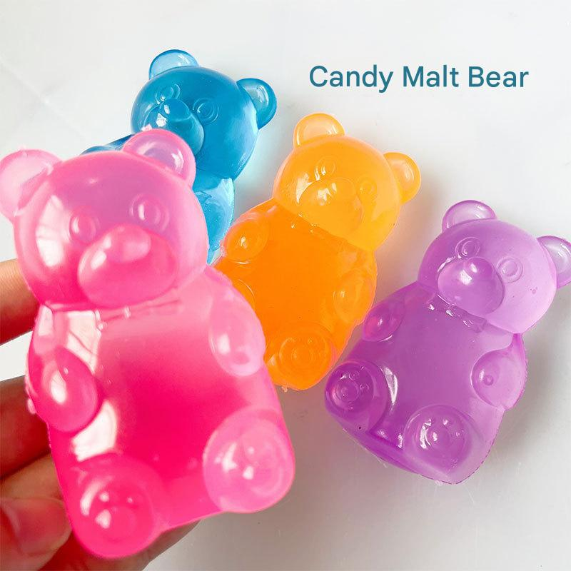 Orange Candy Gummy Bear Squishy Stress Relief Toy - Slow Rising Squeeze Fidget Toys for Kids, Soft TPR Sensory Toy for Anxiety Relief, Cute Kawaii Decompression Gift for Ages 3+