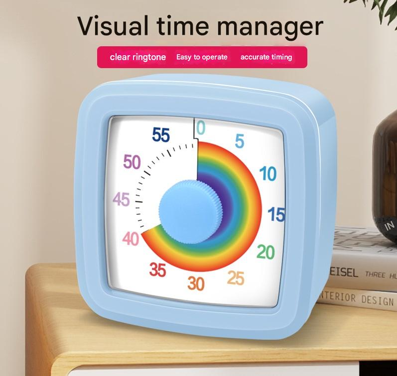 Orange Visual timer for children and the kitchen – a 60-minute rainbow countdown timer, silent operation, suitable for cooking, studying, and everyday tasks. Battery powered (batteries not included), made of ABS plastic