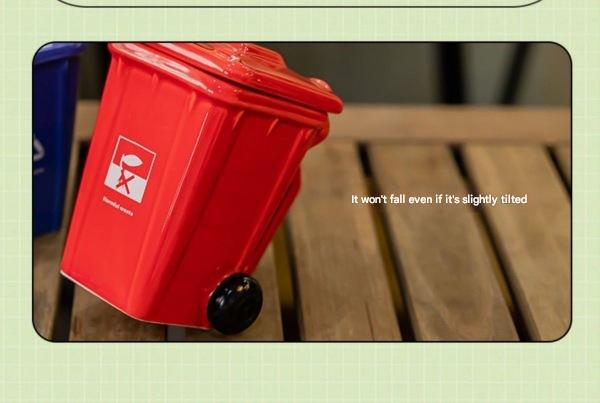 5-piece cup Creative Trash Can Ceramic Mug with Shovel Spoon - 400ml Funny Garbage Bin Coffee Cup with Lid - Novelty Gag Gift for Birthday Christmas - Quirky Kitchen Cup for Home Office【Green+Red+Blue+Yellow+Grey】