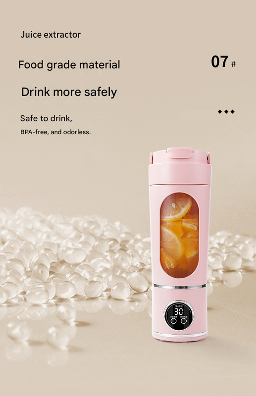 Black 3.7V Portable Blender 700ml Wireless Juicer Cup - 12 Blade USB Rechargeable Smoothie Maker with LED Display - Personal Fruit Mixer with Safety Lock - BPA Free Travel Blender for Home Office Outdoor