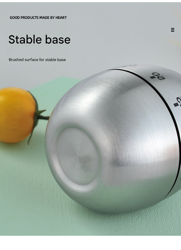 2-piece Apple and Egg Shape Stainless Steel Kitchen Timer Mechanical Cooking Timer -  Wind-Up 60 Minute Countdown Timer - Loud Ring 72dB Baking Tool with Non-Slip Base - Battery-Free Analog Timer for Home Office