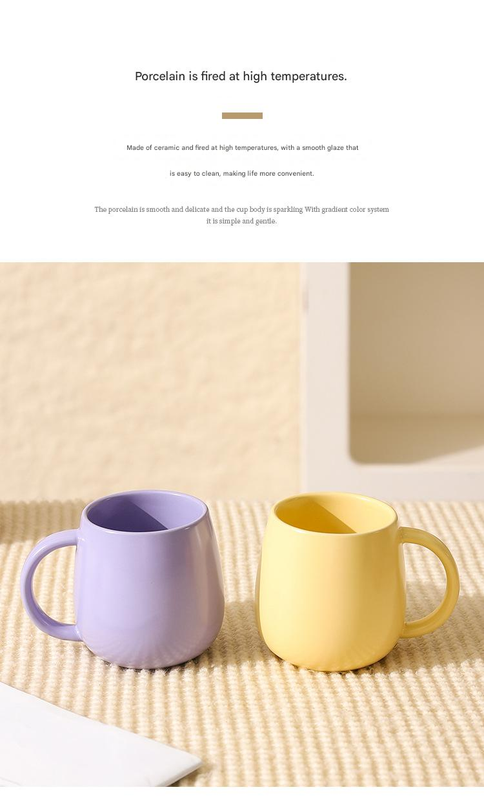 Khaki Premium Macaron Ceramic Coffee Mug Set - 500ml Large Capacity Belly Cup with Underglaze Finish, Minimalist Nordic Style Porcelain Mug for Coffee, Tea, Milk and Oatmeal