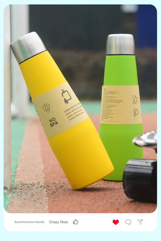 Blue Premium 304 Stainless Steel Vacuum Insulated Water Bottle - 532ml Large Capacity Sports Flask with 12-24 Hour Thermal Retention, Leak-Proof Portable Travel Mug for Gym, Office, Car and Outdoor Activities