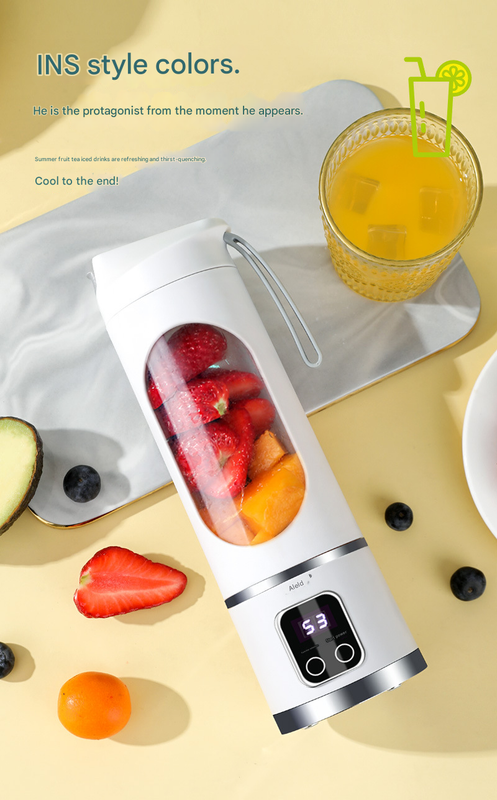 2-piece Purple and Green 7.4V Portable Blender Smoothie Maker 450ml Wireless Rechargeable Juicer Cup with 12-Blade Stainless Steel Cutter, LED Digital Display, USB Charging Personal Blender for Travel Gym Office Home