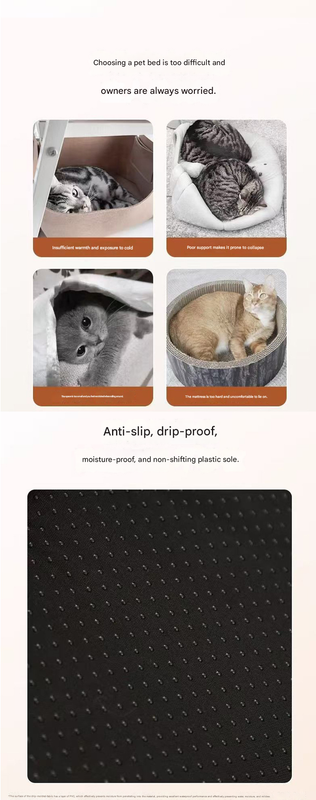 Grey  S size Cat Tunnel Bed House 4-Season Universal Removable Washable U-Shaped Cat Cave with Multi-Entrance, Plush Hideaway Pet Nest with Detachable Mat for Indoor Cats, Non-Slip Bottom, Multi-Cat Friendly
