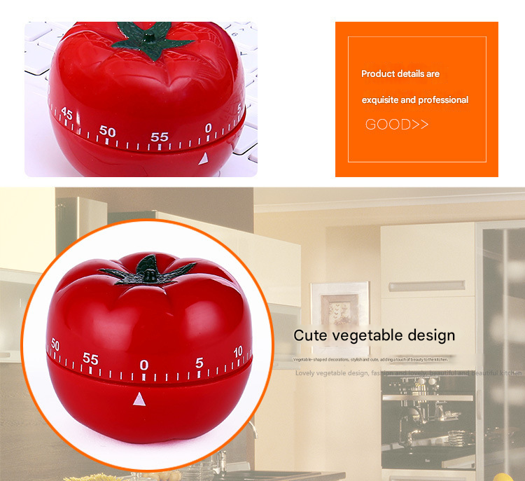 Small Size Tomato-shaped alarm Kitchen Timer - 60 Minute Mechanical Countdown Timer with Loud Alarm, Cute Vegetable Design, No Battery Required - Perfect for Cooking, Baking & Time Management