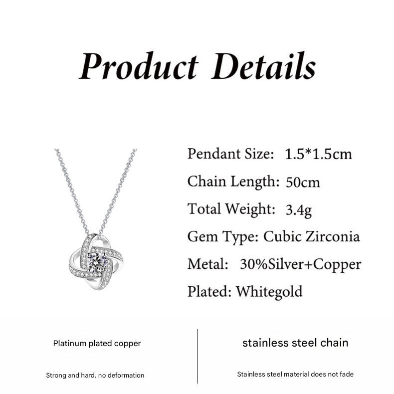 silvery white Necklace Gift Box Set Eternal Star Three-Leaf Clover Necklace - Mother's Day Gift, Comes with Free Gift Box - Mother's Day Jewelry Gift