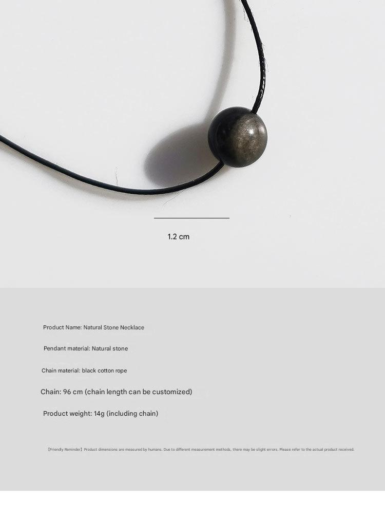 Vintage Geometric Natural Stone Bead Pendant Necklace Adjustable Black Rope Collarbone Chain Unisex Boho Jewelry Gift-Blue point stone