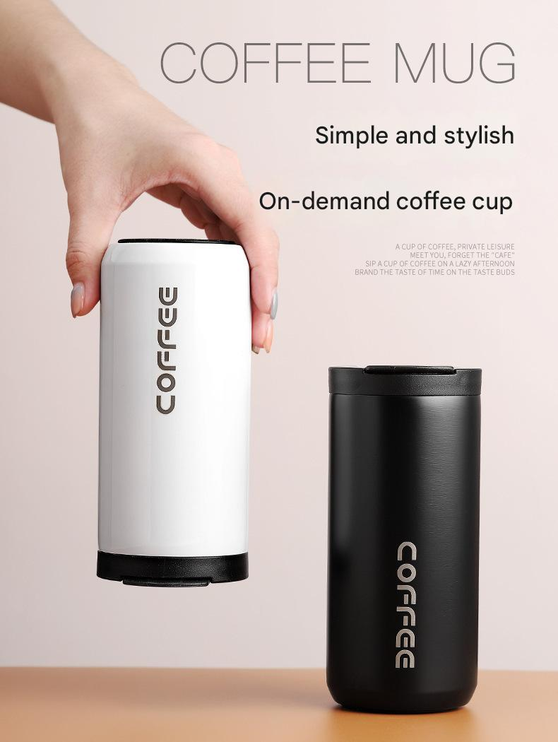 White Stainless Steel Coffee Mug 500ml Vacuum Insulated Travel Cup 8 Hours Heat Retention Leak-Proof Lid 304 Food-Grade Steel Portable Office Car Tumbler Reusable Gift Cup