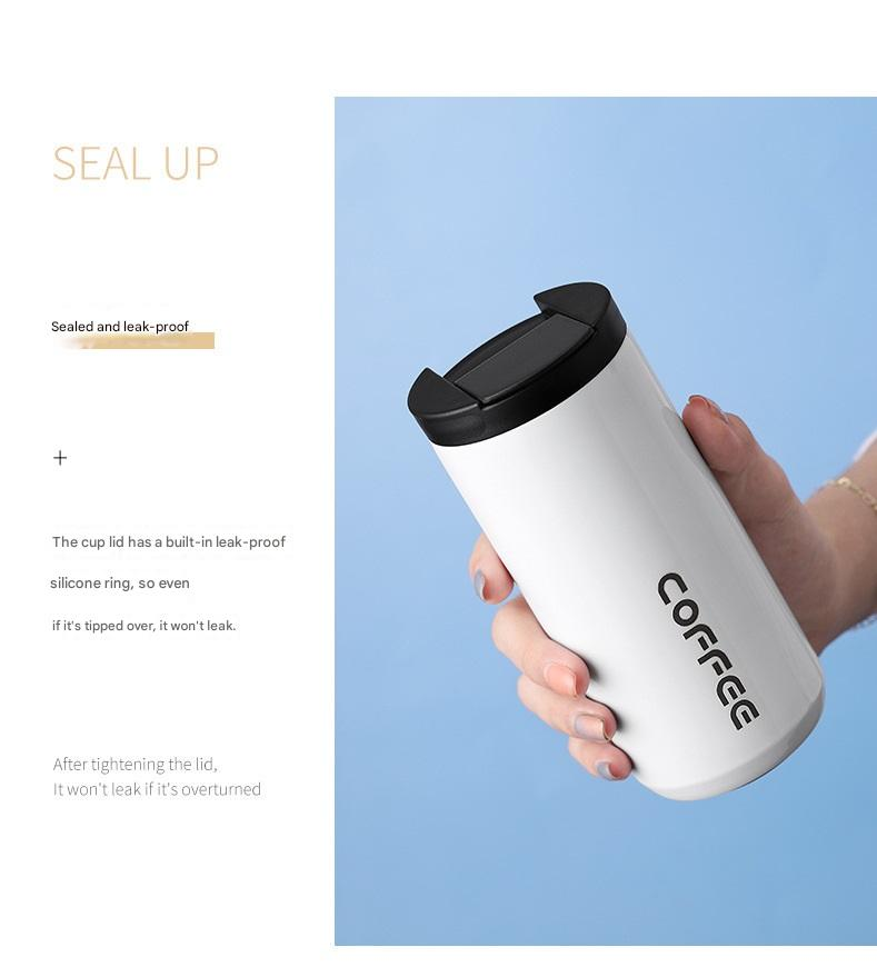 Yellow Stainless Steel Coffee Mug 500ml Vacuum Insulated Travel Cup 8 Hours Heat Retention Leak-Proof Lid 304 Food-Grade Steel Portable Office Car Tumbler Reusable Gift Cup