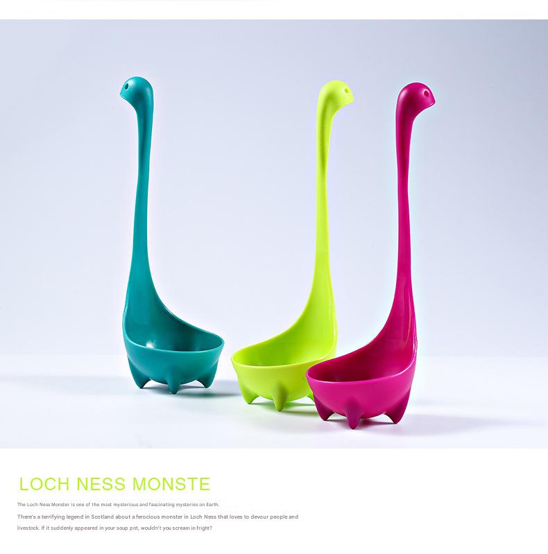 Red Nessie Ladle Loch Ness Monster Soup Spoon Cute Dinosaur Shaped Standing Ladle Food-Grade Nylon Kitchen Utensil  Handle Heat Resistant 0-120C Funny Cooking Gadget Gift for Home Cooks
