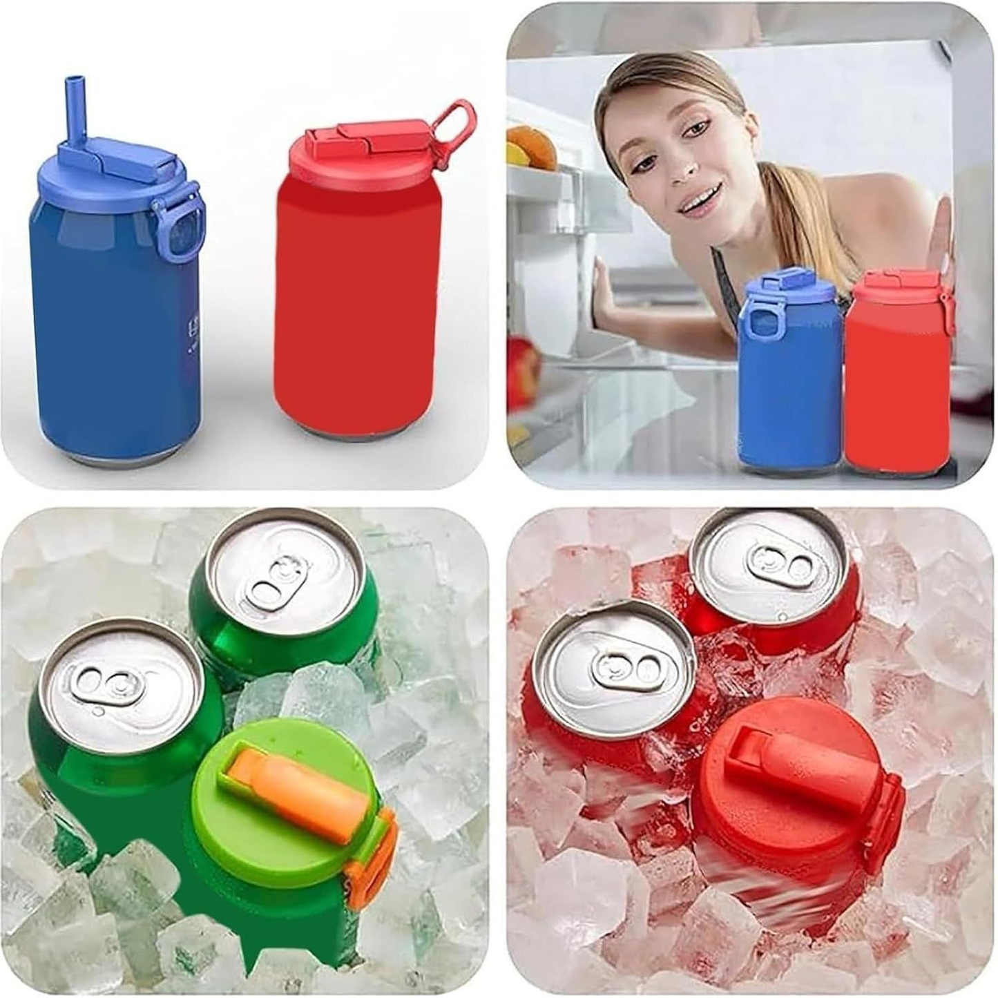 Purple Reusable Soda Can Lid with Straw and Carrying Handle - Spill-Proof Plastic Can Cover for Standard 2.13 Inch Cans, Portable Beverage Protector with Flip-Top Design, BPA-Free Drink Can Converter for Outdoor Parties BBQs Camping