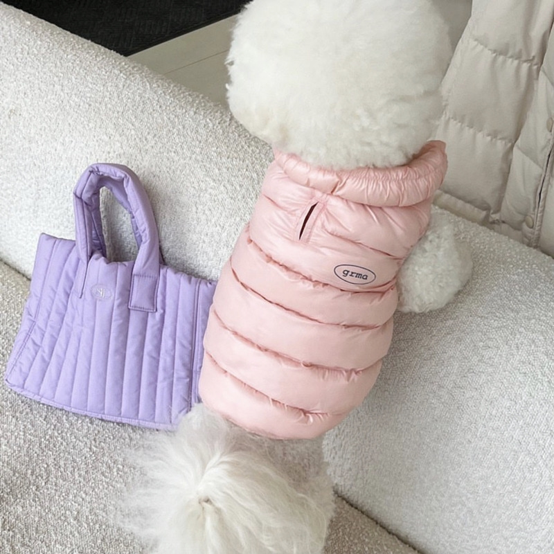 Blue XL size Dog Winter Coat Quilted Puffer Jacket - Warm Cotton Padded Vest for Small Dogs, High Collar Pet Clothes for Chihuahua Yorkie Poodle Bichon Schnauzer, Lightweight Cold Weather Dog Apparel with Elastic Cuffs