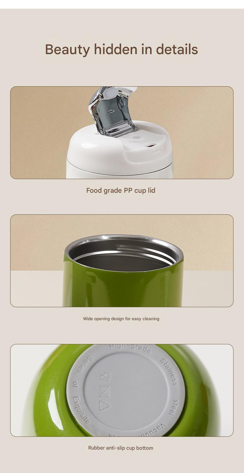 Green Premium 316 Stainless Steel Coffee Tumbler - 350ml Vacuum Insulated Travel Mug with Sip Lid, Leak-Proof Egg Shape Design, Hot & Cold Beverage Cup for Office Commute Outdoor Gift