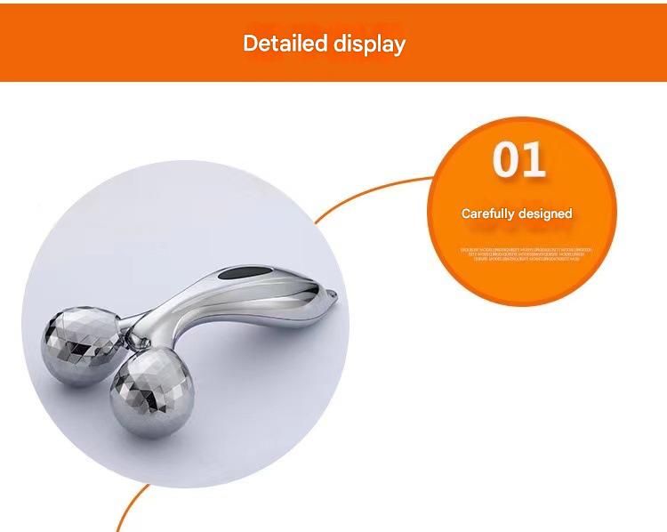 Aureate 3D Face Roller Massager V-Shaped Lifting Tool - Double Ball Facial Massage Device for Skin Tightening Wrinkle Reduction Jawline Contouring Beauty Care