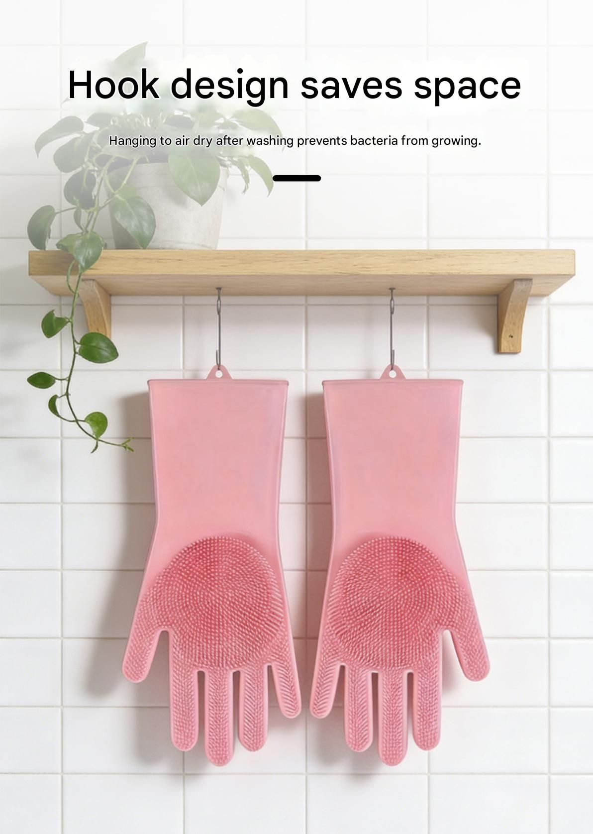 Orange Silicone Pet Bathing Gloves - Pink Double-Sided Design for Cats and Dogs - Gentle Massage, Easy Lather, Durable and Waterproof, Ideal for Pet Grooming and Home Use