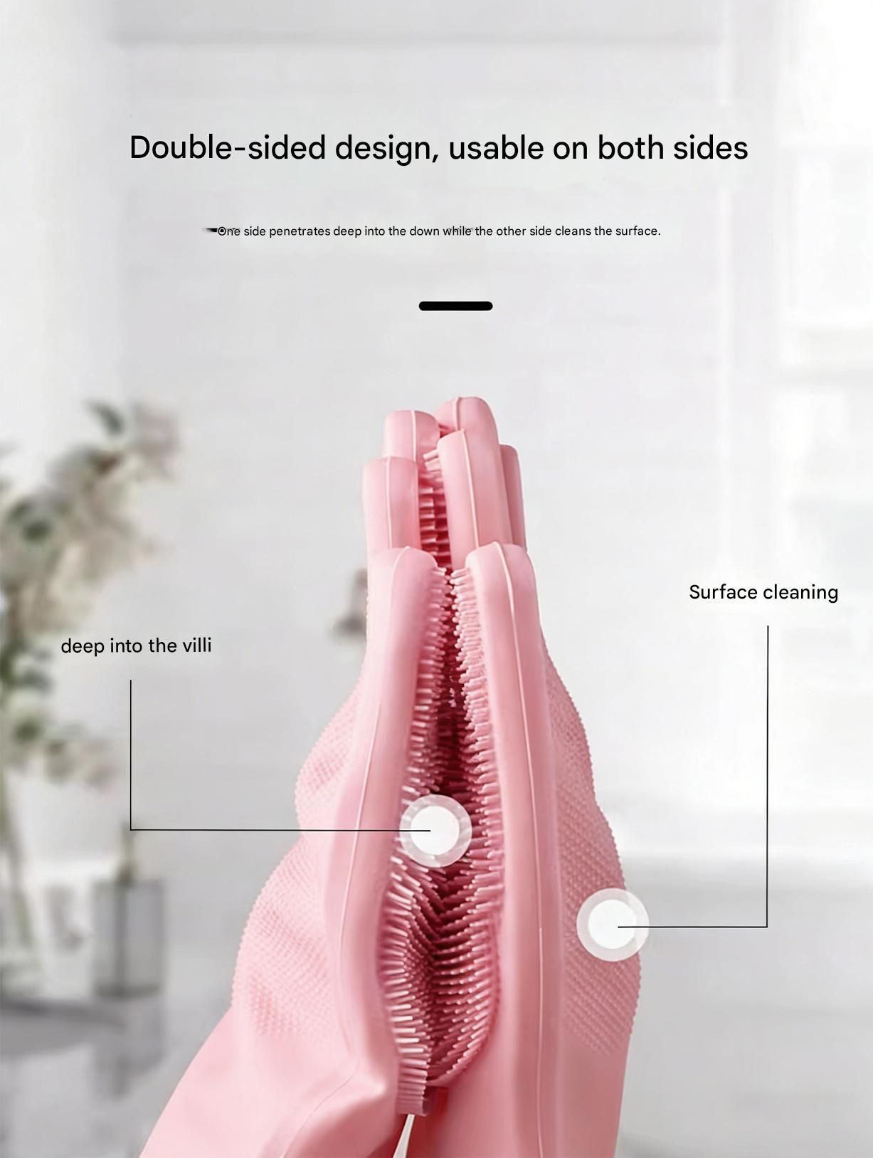 Blue Silicone Pet Bathing Gloves - Pink Double-Sided Design for Cats and Dogs - Gentle Massage, Easy Lather, Durable and Waterproof, Ideal for Pet Grooming and Home Use