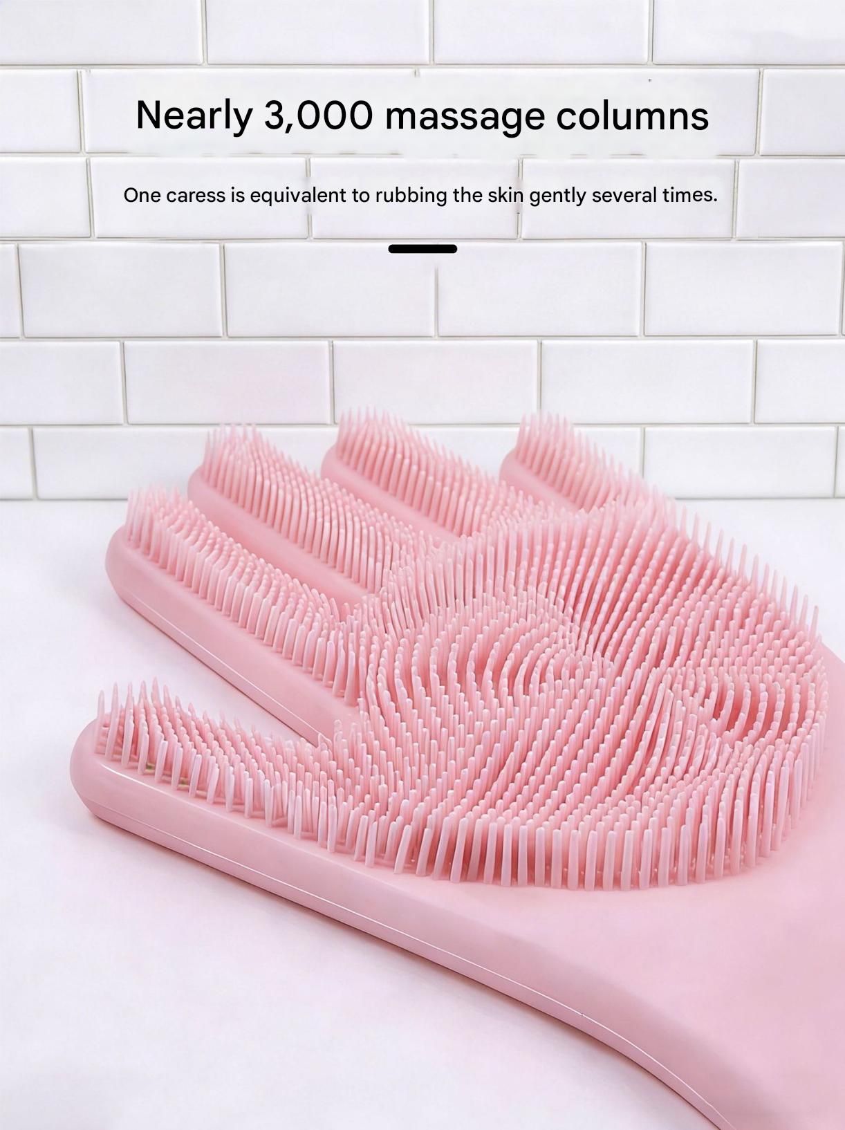 Green Silicone Pet Bathing Gloves - Pink Double-Sided Design for Cats and Dogs - Gentle Massage, Easy Lather, Durable and Waterproof, Ideal for Pet Grooming and Home Use