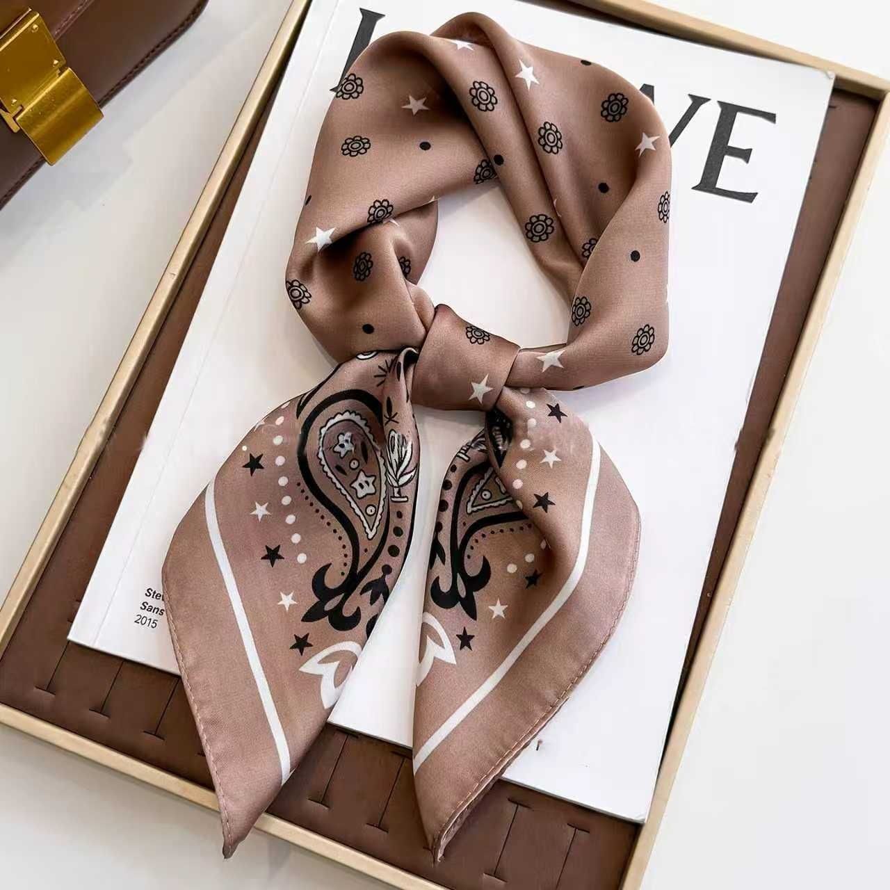 Black Women's 70cm Square Scarf - Bohemian Paisley & Vintage Print Collection - Lightweight Satin Feel, Versatile Neck Tie, Head Wrap, Bag Accent, Everyday Elegance, Gift Ready