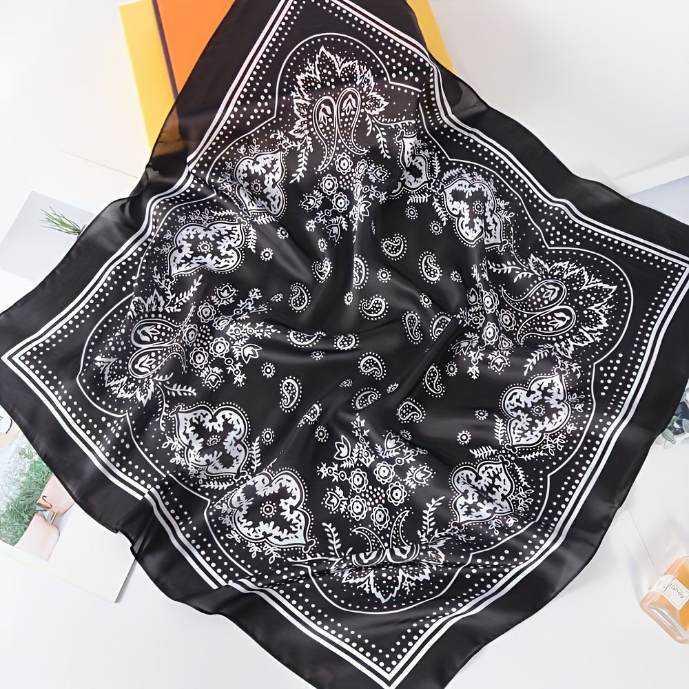 Bohemian Yellow Women's 70cm Square Scarf - Bohemian Paisley & Vintage Print Collection - Lightweight Satin Feel, Versatile Neck Tie, Head Wrap, Bag Accent, Everyday Elegance, Gift Ready