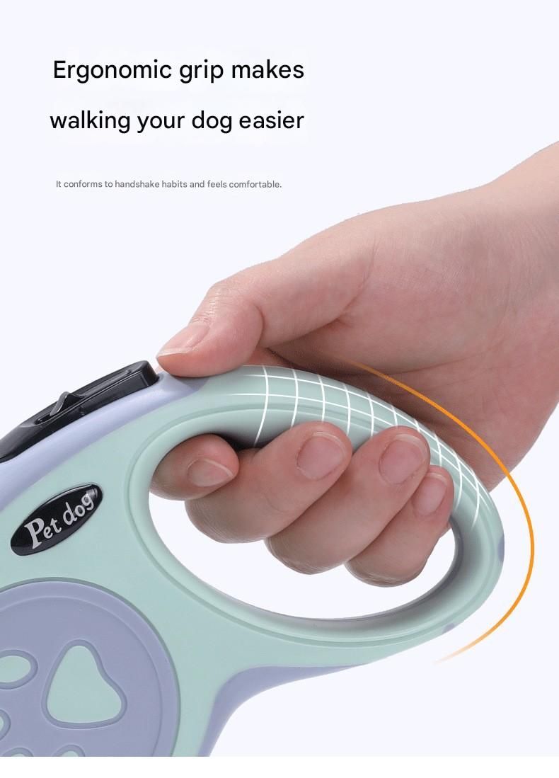 Green Automatic Retractable Dog Leash - 3M Extendable Lead with One-Handed Brake Lock - ABS Casing, Ergonomic Grip, Tangle-Free Nylon Tape, Outdoor Walking Essential