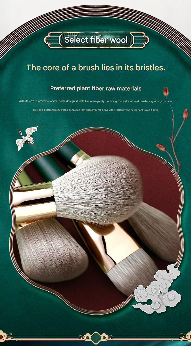 14-Piece Green  storage bucketSynthetic Fibre Makeup Brush Set - Soft Bristles, Long Handles, Complete Face and Eye Kit, Beginner Friendly Beauty Tools for Foundation, Blush, and Eyeshadow Application